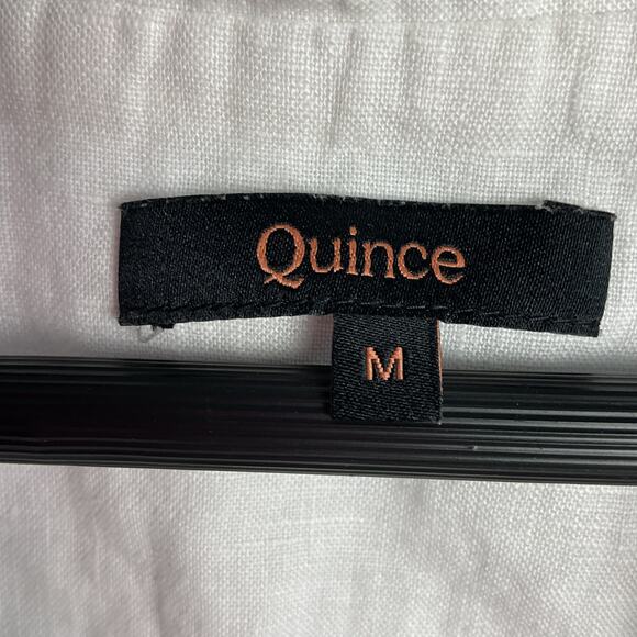 Quince Womens Linen Cropped Button Up Collared Tee White Medium - Picture 3 of 9